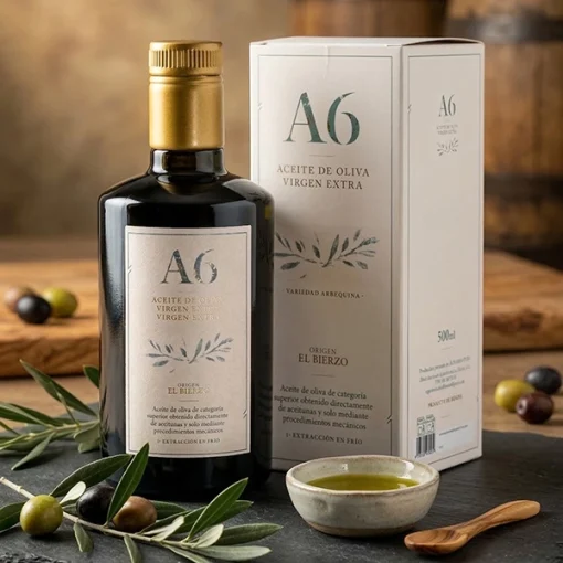 aceite de oliva virgen extra del Bierzo A6 botella