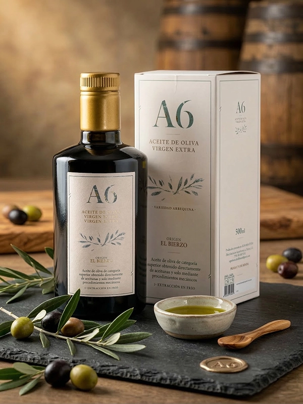 aceite de oliva virgen extra del Bierzo A6 botella