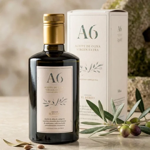 Aceite de oliva virgen extra del Bierzo arbequina A6 botella 500 ml